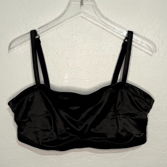 Aerie True Black Shine Polyester Stretch Bandeau Bra XXL - Picture 1 of 6